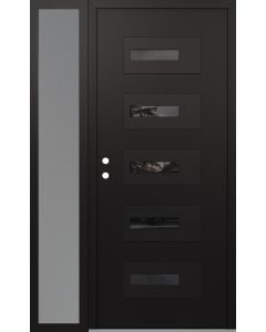 Diamond D6 52" x 80" black/black Mirrored Glass Panel black RHI with Sidelite frosted Glass