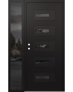 Diamond D6 50" x 80" black/black Mirrored Glass Panel black RHI with Sidelite Mirrored Glass