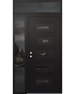 Diamond D6 48" x 96" black/black Mirrored Glass Panel black RHI with Sidelite and Transom Mirrored Glass