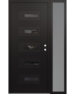 Diamond D6 50" x 80" black/black Mirrored Glass Panel black LHI with Sidelite frosted Glass