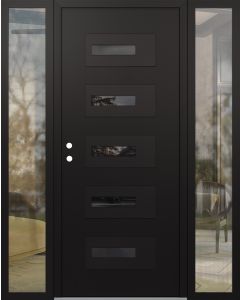 Diamond D6 68" x 80" black/black Mirrored Glass Panel black RHI with 2 Sidelites clear Glass