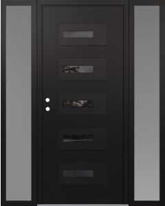Diamond D6 68" x 80" black/black Mirrored Glass Panel black RHI with 2 Sidelites frosted Glass