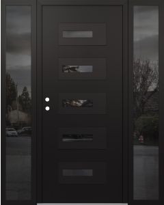 Diamond D6 68" x 80" black/black Mirrored Glass Panel black RHI with 2 Sidelites Mirrored Glass