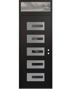 Diamond D6 36" x 96" black/black Mirrored Glass Panel stainless steel LHI with Transom clear Glass