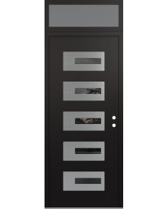 Diamond D6 36" x 96" black/black Mirrored Glass Panel stainless steel LHI with Transom frosted Glass