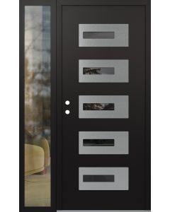 Diamond D6 50" x 80" black/black Mirrored Glass Panel stainless steel RHI with Sidelite clear Glass
