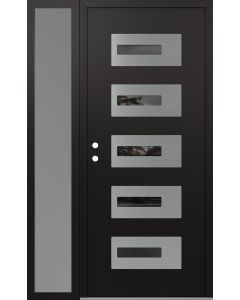 Diamond D6 50" x 80" black/black Mirrored Glass Panel stainless steel RHI with Sidelite frosted Glass