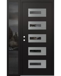Diamond D6 50" x 80" black/black Mirrored Glass Panel stainless steel RHI with Sidelite Mirrored Glass