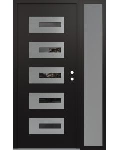 Diamond D6 52" x 80" black/black Mirrored Glass Panel stainless steel LHI with Sidelite frosted Glass