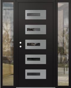 Diamond D6 64" x 80" black/black Mirrored Glass Panel stainless steel RHI with 2 Sidelites clear Glass