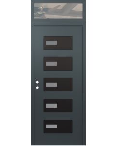 Diamond D7 36" x 96" anthracite/anthracite Frosted Glass Panel black RHI with Transom clear Glass