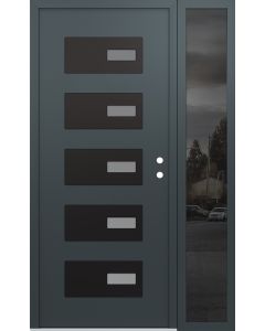 Diamond D7 52" x 80" anthracite/anthracite Frosted Glass Panel black LHI with Sidelite Mirrored Glass