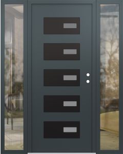 Diamond D7 68" x 80" anthracite/anthracite Frosted Glass Panel black LHI with 2 Sidelites clear Glass