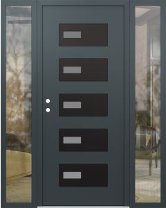 Diamond D7 68" x 80" anthracite/anthracite Frosted Glass Panel black RHI with 2 Sidelites clear Glass