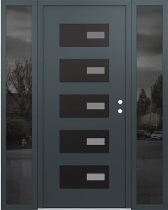 Diamond D7 68" x 80" anthracite/anthracite Frosted Glass Panel black LHI with 2 Sidelites Mirrored Glass