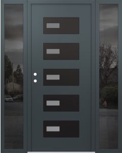 Diamond D7 68" x 80" anthracite/anthracite Frosted Glass Panel black RHI with 2 Sidelites Mirrored Glass