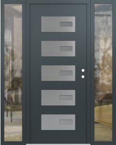 Diamond D7 68" x 80" anthracite/anthracite Frosted Glass Panel stainless steel LHI with 2 Sidelites clear Glass
