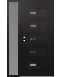 Diamond D7 50" x 80" black/black Clear Glass Panel black RHI with Sidelite frosted Glass