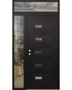 Diamond D7 48" x 96" black/black Clear Glass Panel black RHI with Sidelite and Transom Clear Glass