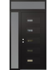 Diamond D7 48" x 96" black/black Clear Glass Panel black RHI with Sidelite and Transom frosted Glass