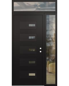 Diamond D7 48" x 96" black/black Clear Glass Panel black LHI with Sidelite and Transom Clear Glass