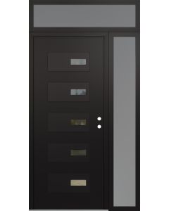 Diamond D7 48" x 96" black/black Clear Glass Panel black LHI with Sidelite and Transom frosted Glass