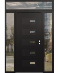 Diamond D7 68" x 96" black/black Clear Glass Panel black LHI with 2 Sidelites and Transom Clear Glass