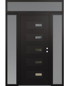 Diamond D7 68" x 96" black/black Clear Glass Panel black LHI with 2 Sidelites and Transom frosted Glass