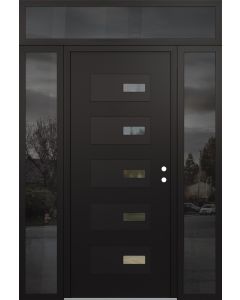 Diamond D7 68" x 96" black/black Clear Glass Panel black LHI with 2 Sidelites and Transom Mirrored Glass