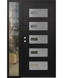Diamond D7 48" x 80" black/black Clear Glass Panel Stainless steel RHI with Sidelite Clear Glass