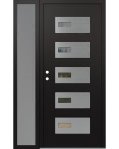 Diamond D7 48" x 80" black/black Clear Glass Panel Stainless steel RHI with Sidelite frosted Glass