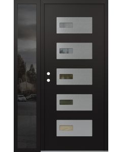 Diamond D7 48" x 80" black/black Clear Glass Panel Stainless steel RHI with Sidelite Mirrored Glass