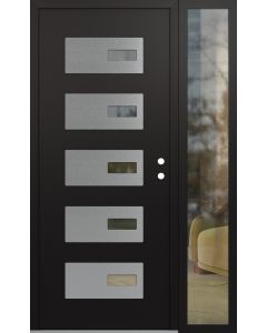 Diamond D7 48" x 80" black/black Clear Glass Panel Stainless steel LHI with Sidelite Clear Glass