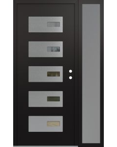 Diamond D7 48" x 80" black/black Clear Glass Panel Stainless steel LHI with Sidelite frosted Glass