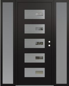 Diamond D7 68" x 80" black/black Clear Glass Panel Stainless steel LHI with 2 Sidelites frosted Glass