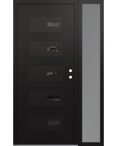 Diamond D7 50" x 80" black/black Mirrored Glass Panel black LHI with Sidelite frosted Glass