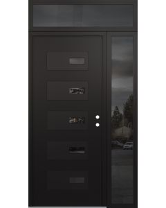 Diamond D7 50" x 96" black/black Mirrored Glass Panel black LHI with Sidelite and Transom Mirrored Glass