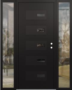Diamond D7 68" x 80" black/black Mirrored Glass Panel black LHI with 2 Sidelites clear Glass