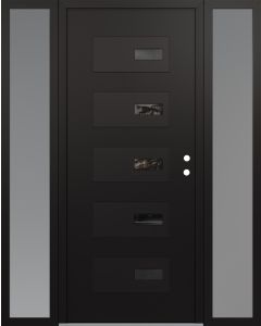 Diamond D7 68" x 80" black/black Mirrored Glass Panel black LHI with 2 Sidelites frosted Glass