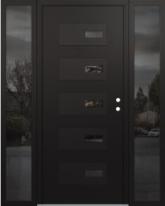 Diamond D7 68" x 80" black/black Mirrored Glass Panel black LHI with 2 Sidelites Mirrored Glass