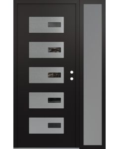 Diamond D7 50" x 80" black/black Mirrored Glass Panel stainless steel LHI with Sidelite frosted Glass