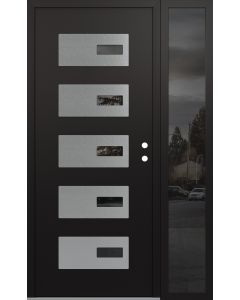 Diamond D7 50" x 80" black/black Mirrored Glass Panel stainless steel LHI with Sidelite Mirrored Glass