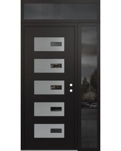 Diamond D7 50" x 96" black/black Mirrored Glass Panel stainless steel LHI with Sidelite and Transom Mirrored Glass