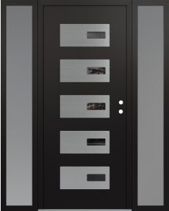 Diamond D7 68" x 80" black/black Mirrored Glass Panel stainless steel LHI with 2 Sidelites frosted Glass