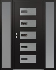 Diamond D7 60" x 80" black/black Mirrored Glass Panel stainless steel RHI with 2 Sidelites frosted Glass