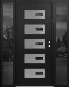 Diamond D7 68" x 80" black/black Mirrored Glass Panel stainless steel LHI with 2 Sidelites Mirrored Glass