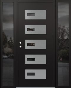 Diamond D7 60" x 80" black/black Mirrored Glass Panel stainless steel RHI with 2 Sidelites Mirrored Glass