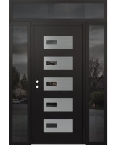 Diamond D7 60" x 96" black/black Mirrored Glass Panel stainless steel RHI with 2 Sidelites and Transom Mirrored Glass