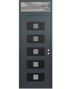 Diamond D8 36" x 96" anthracite/anthracite Frosted Glass Panel black LHI with Transom clear Glass