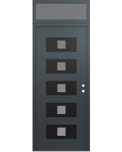 Diamond D8 36" x 96" anthracite/anthracite Frosted Glass Panel black LHI with Transom Frosted Glass